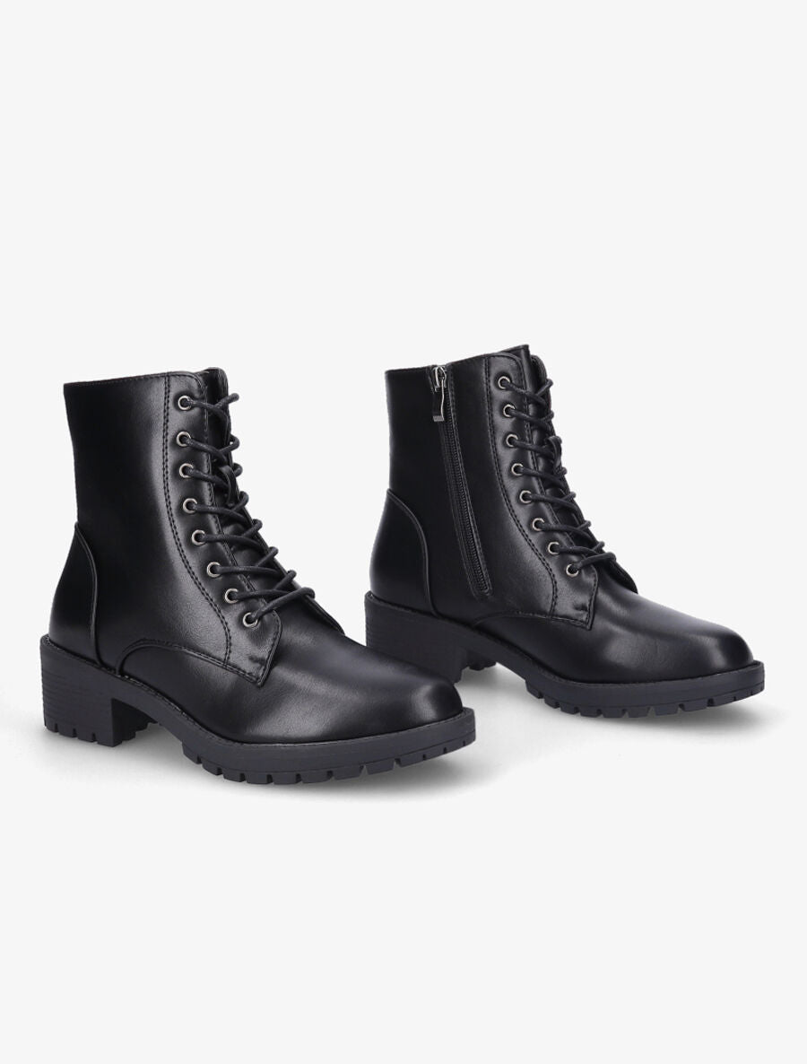 Bottines à lacets et zip - Noir - 4