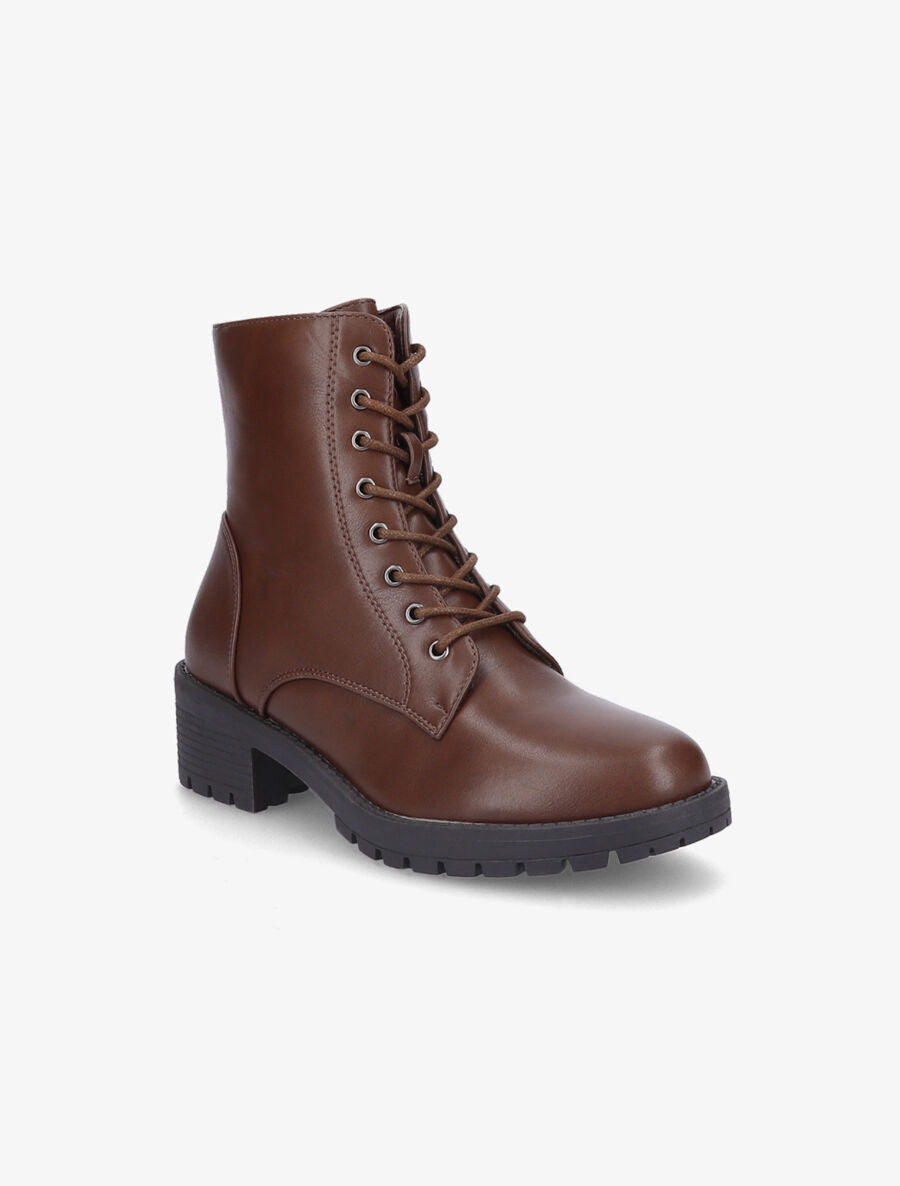 Bottines à lacets et zip - Marron - 2
