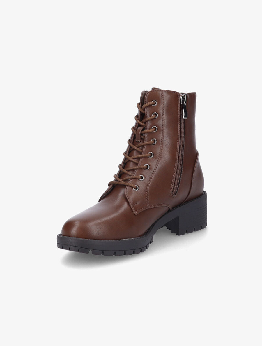 Bottines à lacets et zip - Marron - 3
