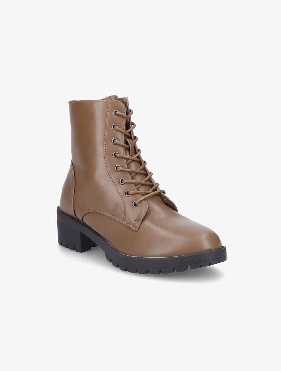 Bottines à lacets et zip - Taupe - 2