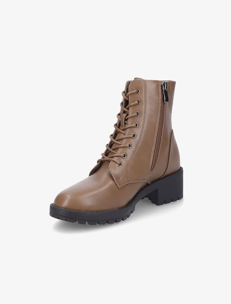 Bottines à lacets et zip - Taupe - 3