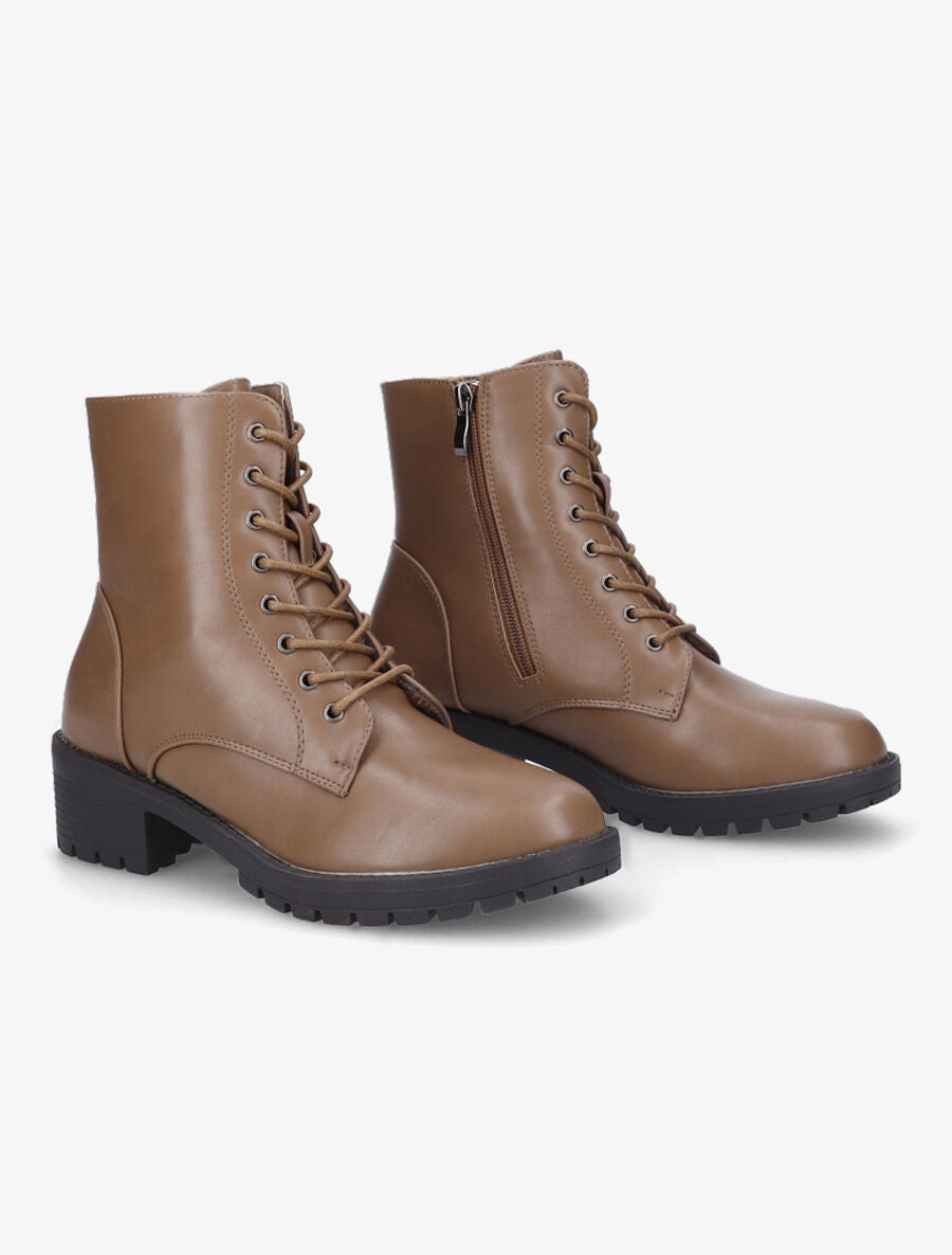 Bottines à lacets et zip - Taupe - 4