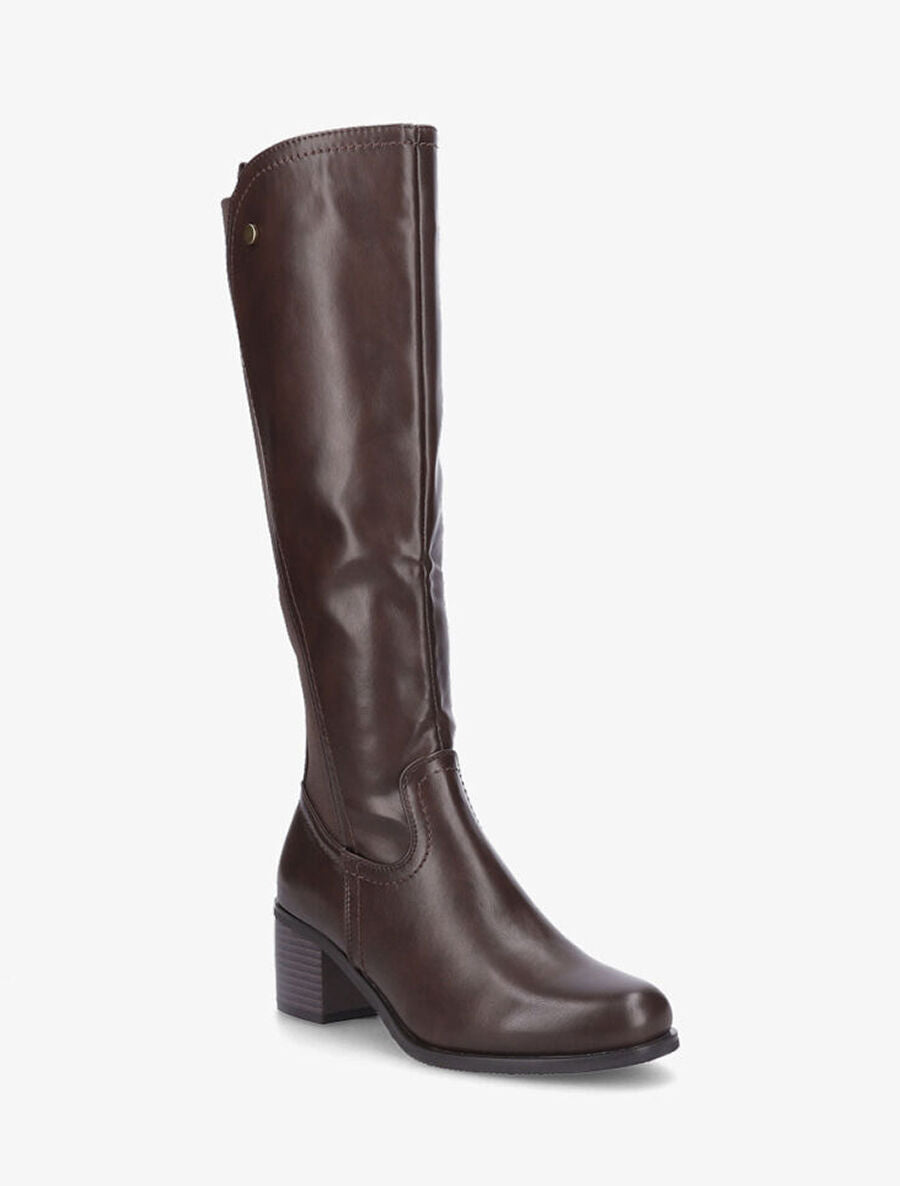 Bottes élastiquées en simili - Marron - 2