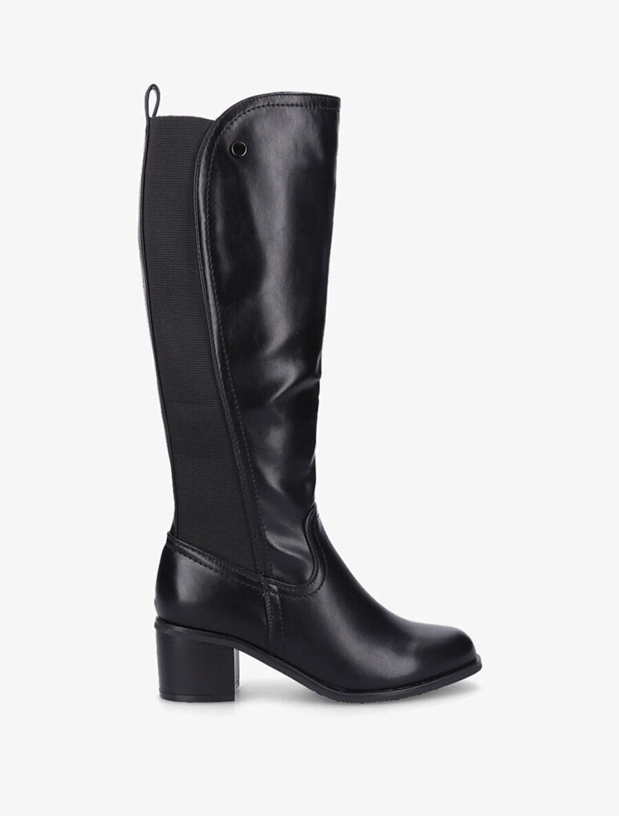 Bottes élastiquées en simili - Noir - 5