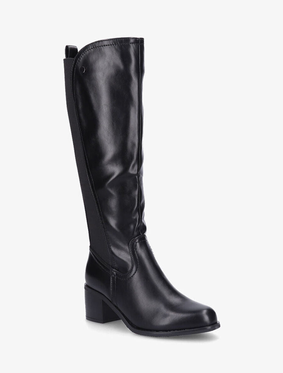 Bottes élastiquées en simili - Noir - 2