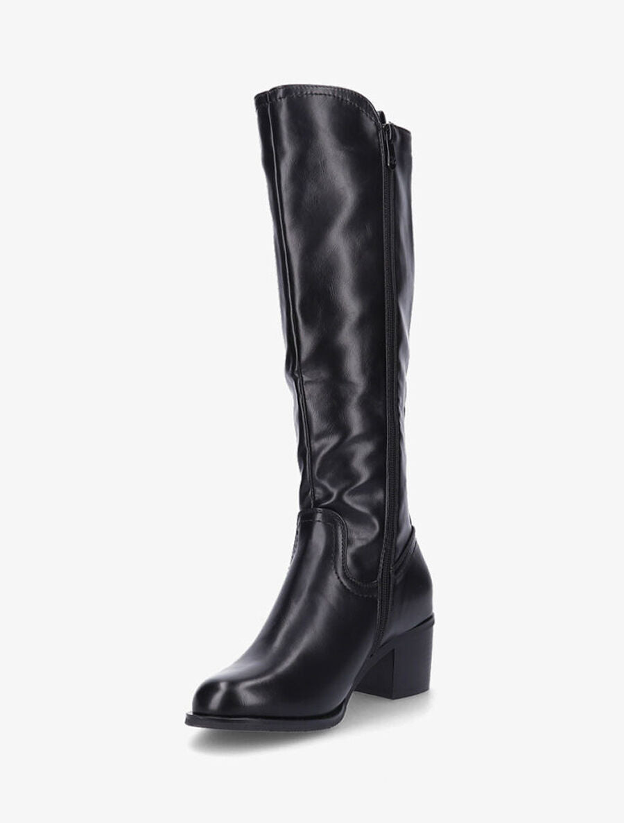 Bottes élastiquées en simili - Noir - 3