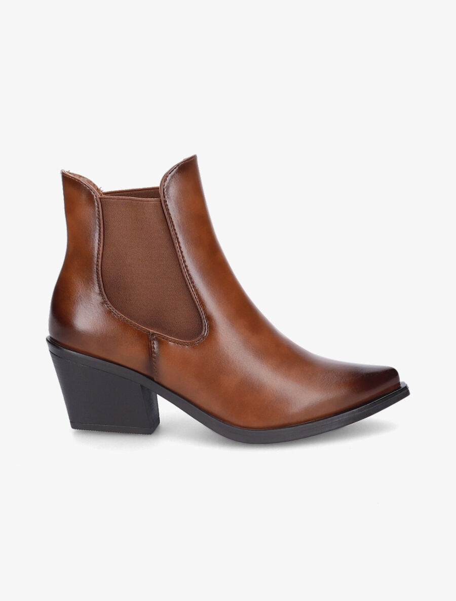 Bottines pointues patinées - Camel - 1