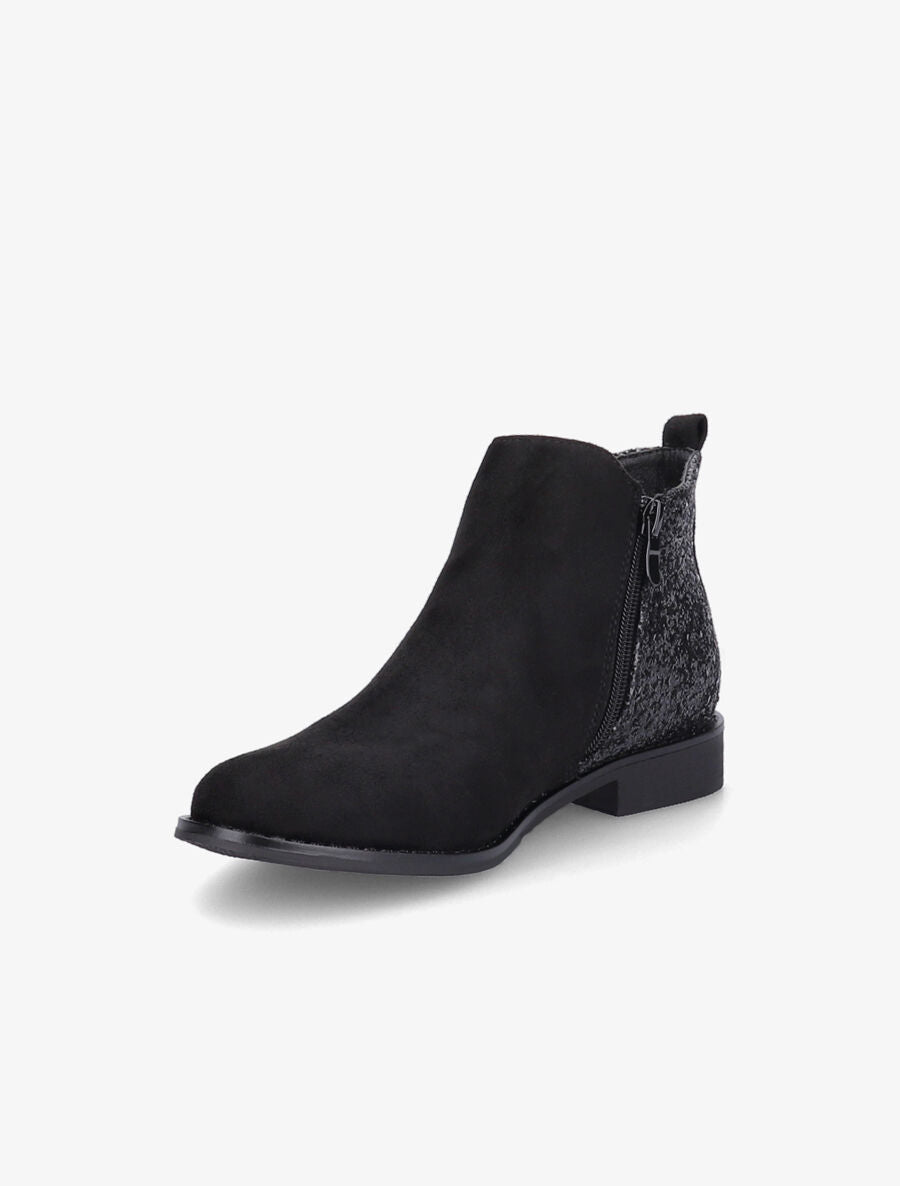 Bottines en suédine et sequins - Noir - 3