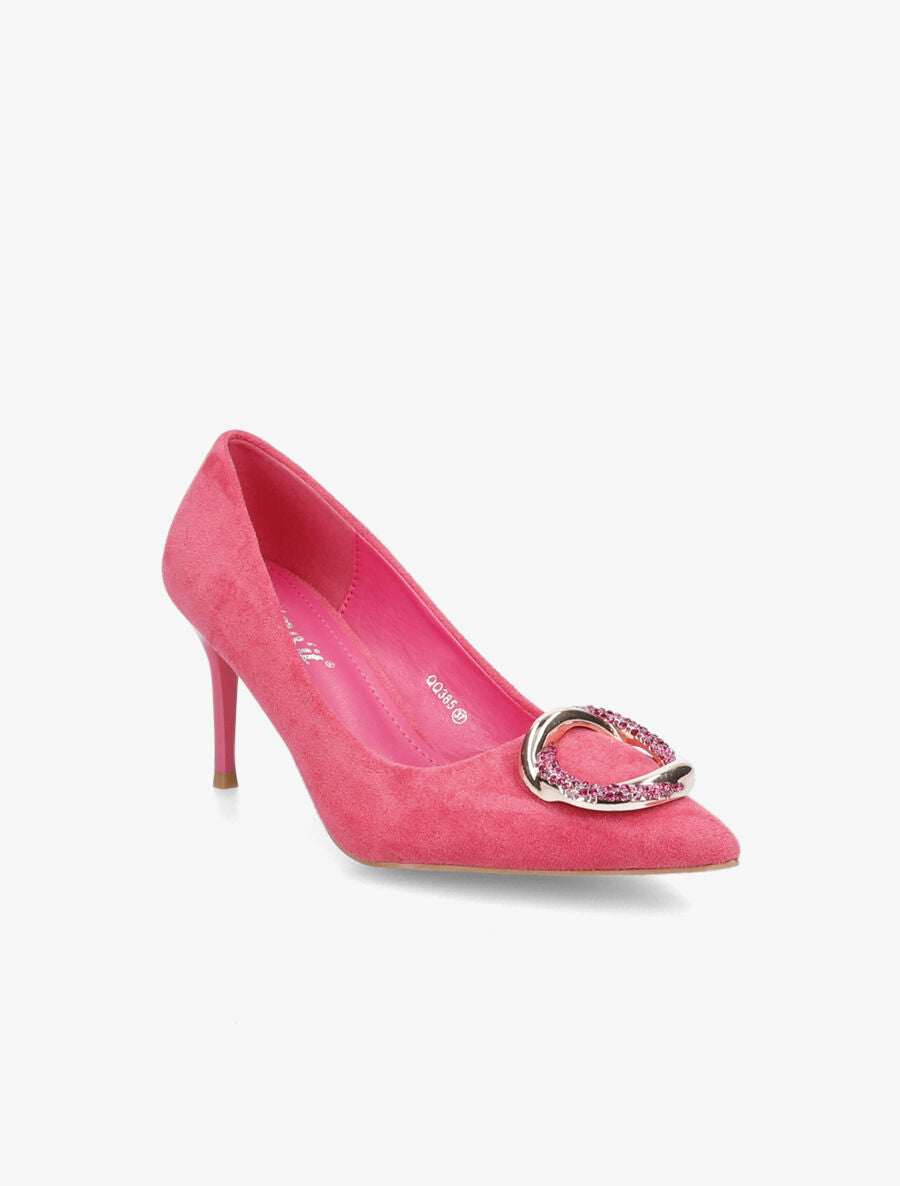 Escarpins en suédine à boucle - Rose - 2