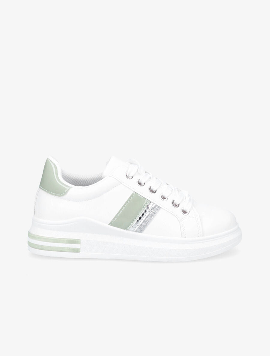 Tennis en simili à ornement pailleté - Blanc/vert - 1