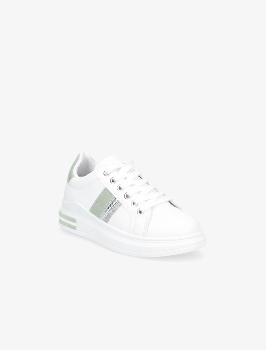 Tennis en simili à ornement pailleté - Blanc/vert - 2