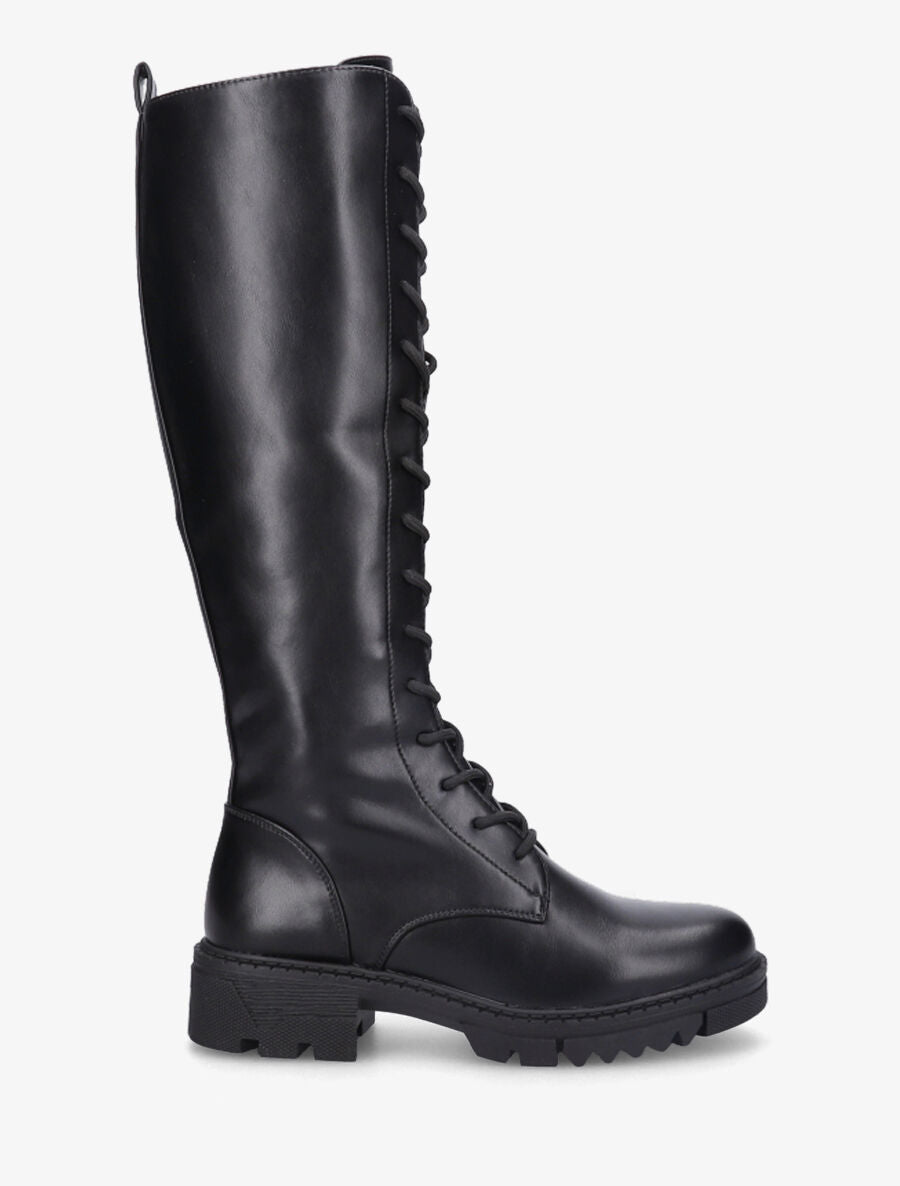 Bottes en simili à lacets - Noir - 5