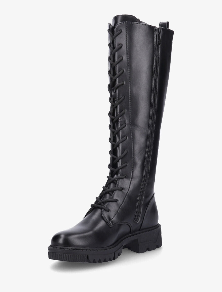 Bottes en simili à lacets - Noir - 3