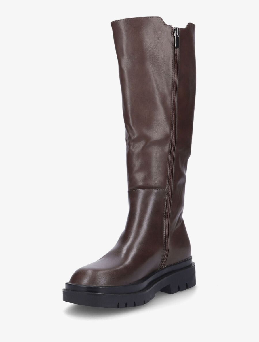 Bottes élastiquées en simili - Marron - 3
