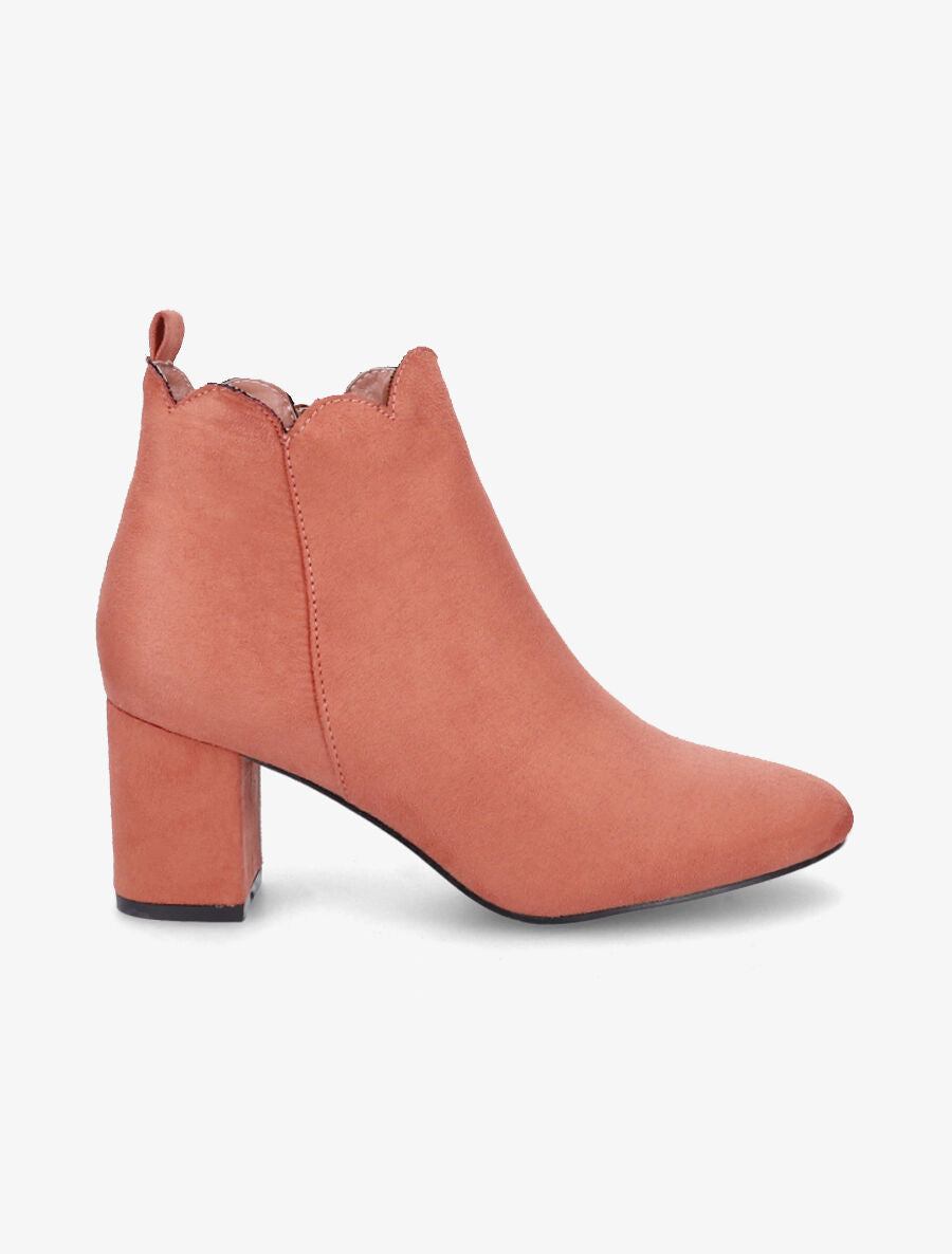 Bottines en suédine à chevilles ondulées - Vieux rose - 5