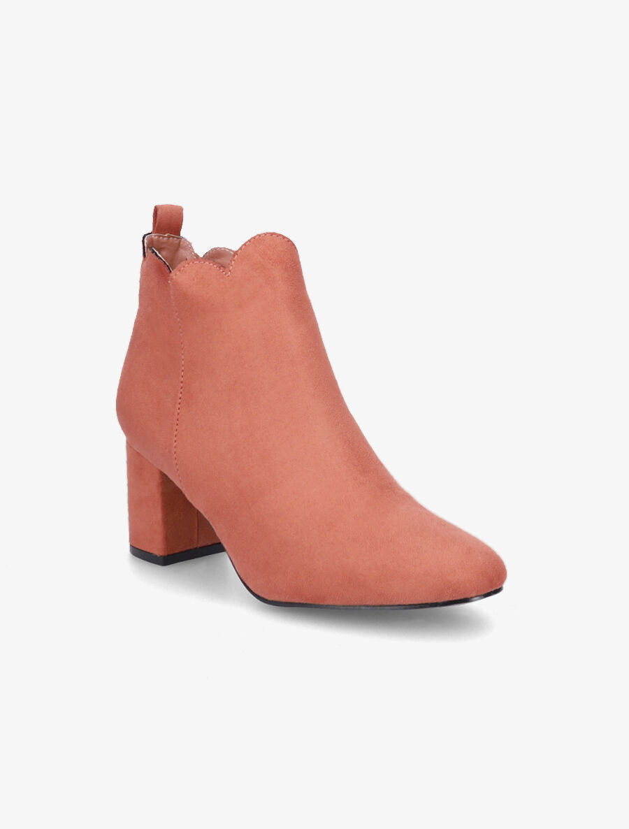 Bottines en suédine à chevilles ondulées - Vieux rose - 2