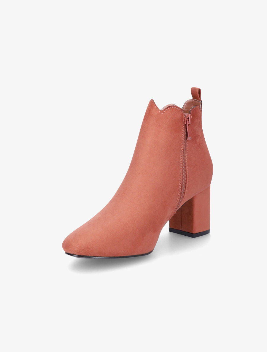 Bottines en suédine à chevilles ondulées - Vieux rose - 3