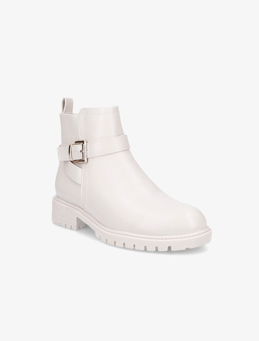 Bottines à boucle et semelle crantée - Blanc - 2