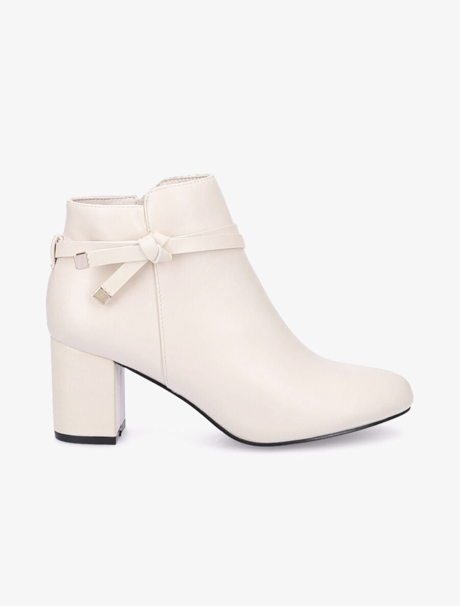 Bottines à talon en simili - Beige - 1