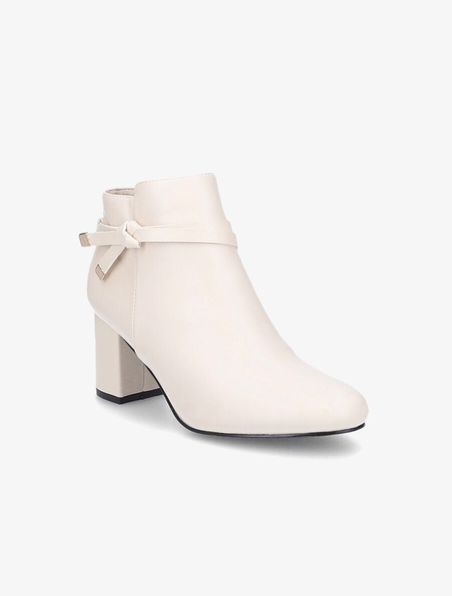 Bottines à talon en simili - Beige - 2