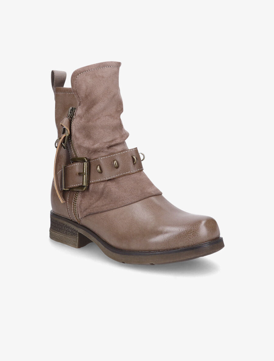 Boots montantes bi-matière à sangle - Taupe - 2