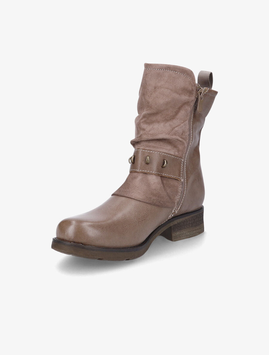 Boots montantes bi-matière à sangle - Taupe - 3
