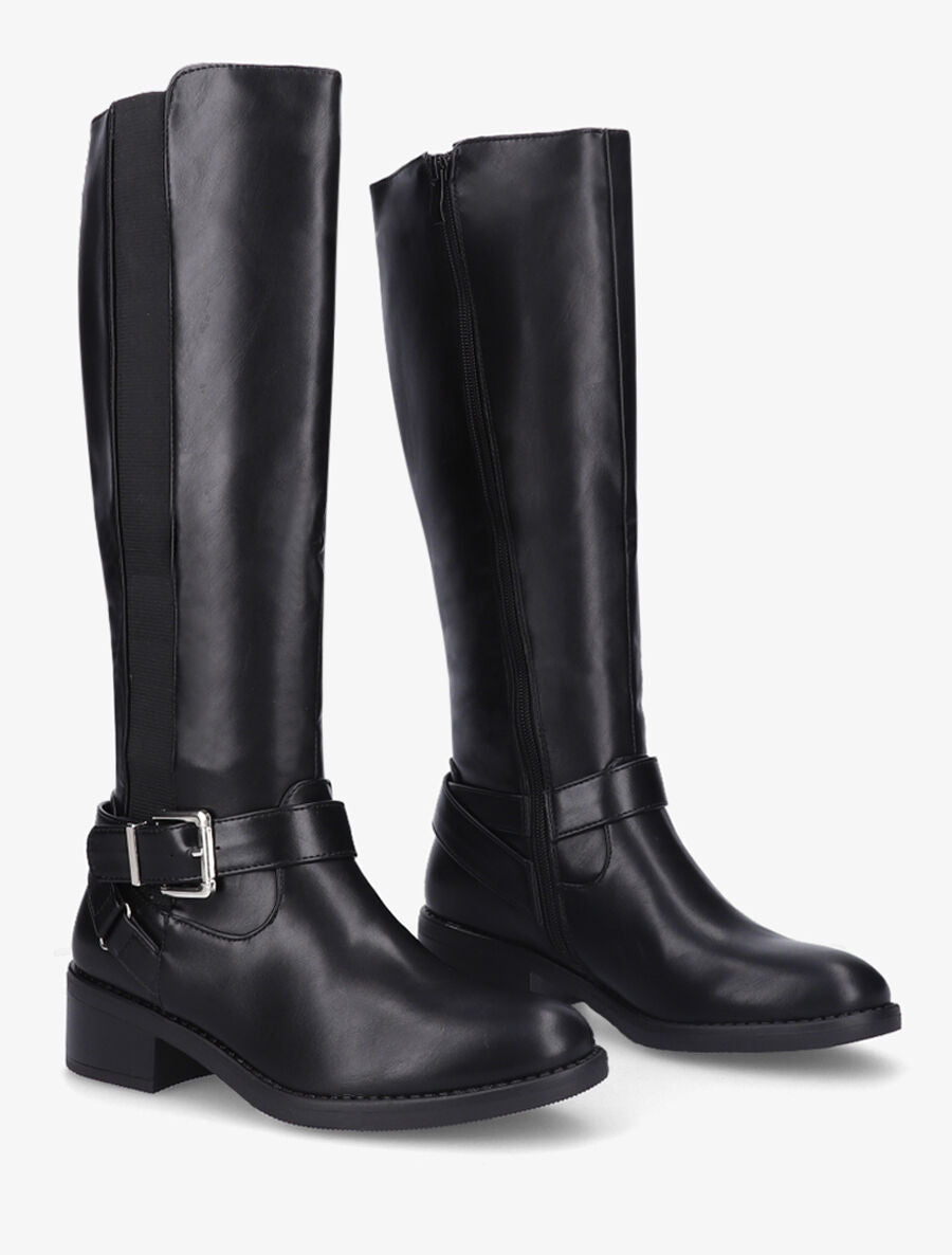 Bottes classiques élastiquées en simili - Noir - 4