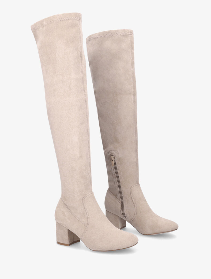 Cuissardes unies en suédine - Beige - 5
