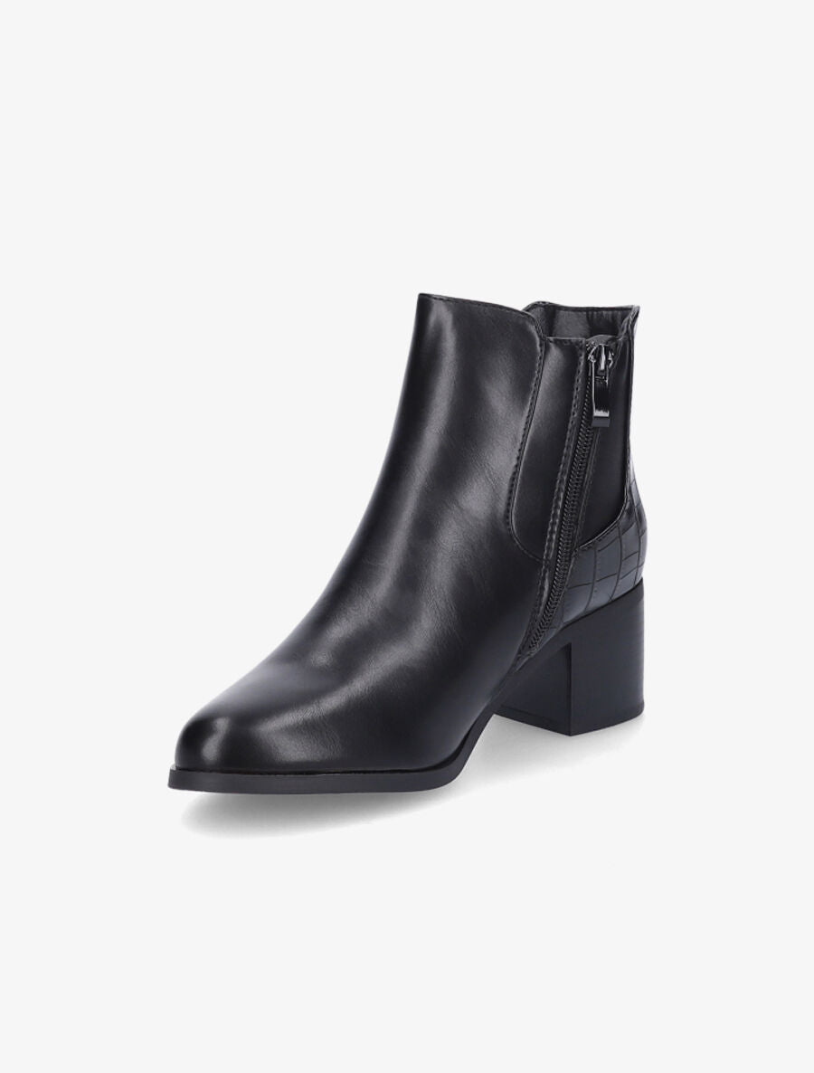 Bottines élastiquées à contrefort croco - Noir - 3