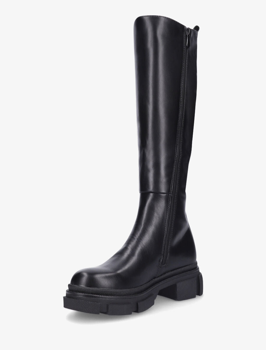 Bottes élastiquées en simili à talon - Noir - 4