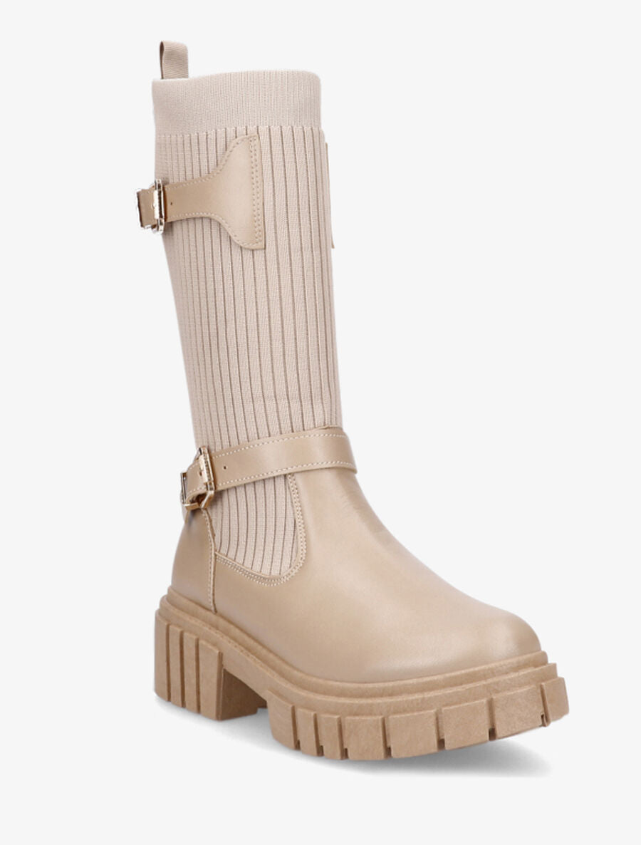 Boots chaussettes à double sangles - Beige - 2
