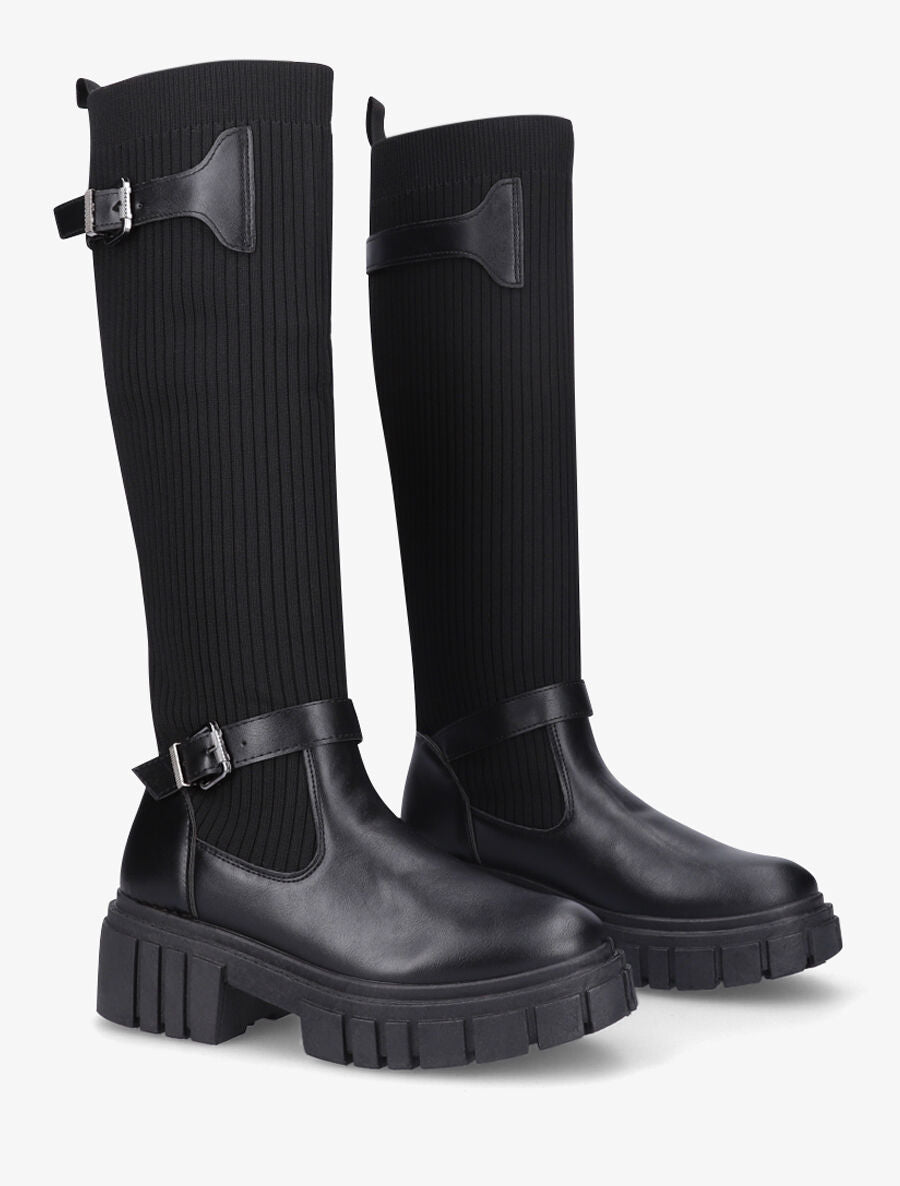 Bottes chaussettes à double sangles - Noir - 4