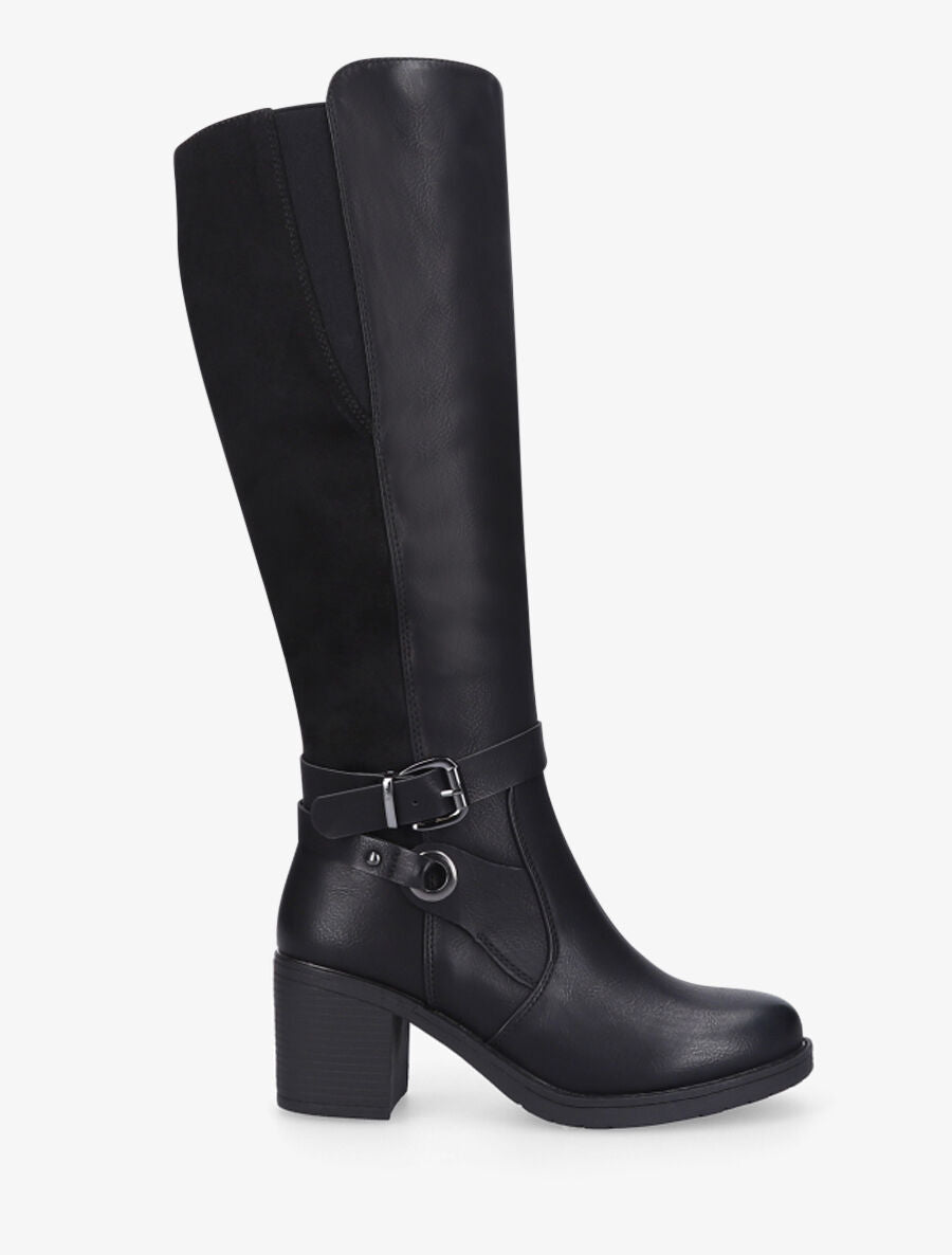 Bottes bi-matière en simili et suédine - Noir - 1