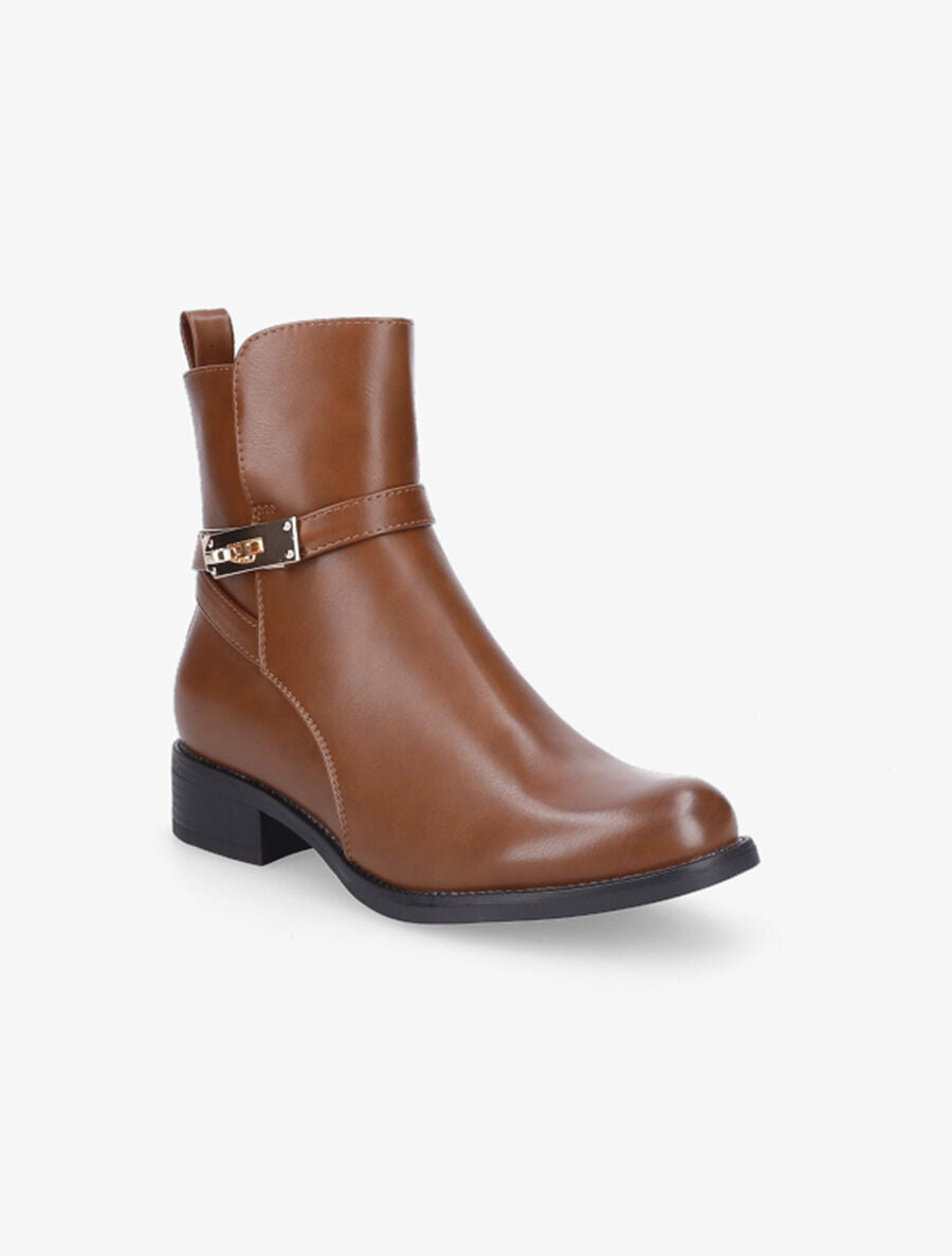 Bottines à sangles stylisées - Camel - 2