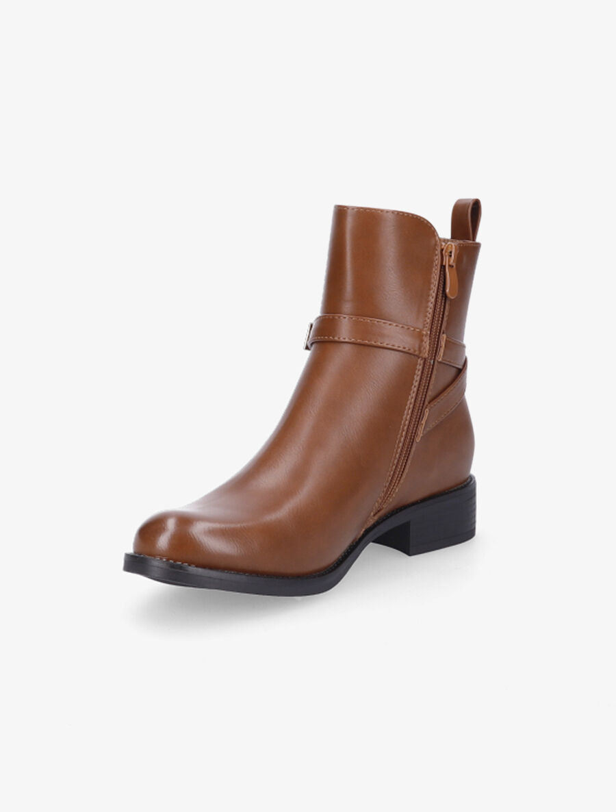 Bottines à sangles stylisées - Camel - 3