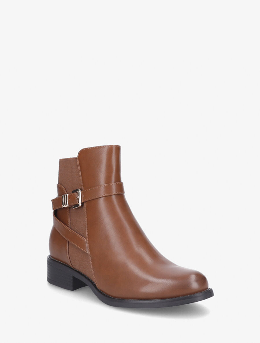 Bottines élastiquées à boucle - Camel - 2