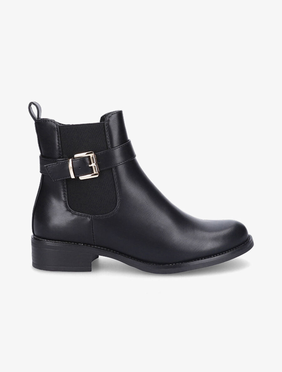 Bottines plates en simili - Noir - 1