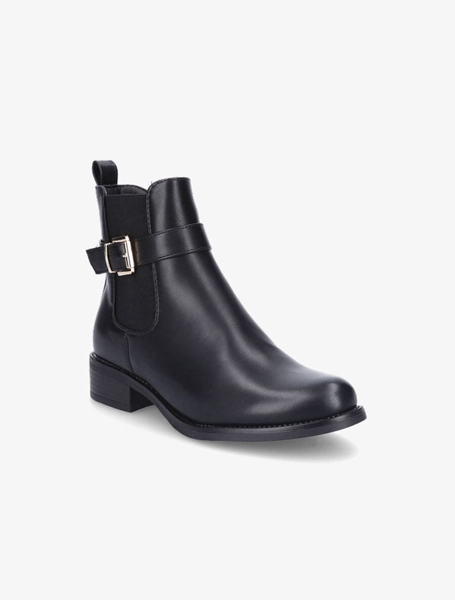 Bottines plates en simili - Noir - 2