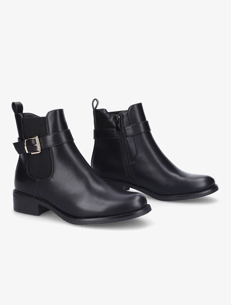 Bottines plates en simili - Noir - 4