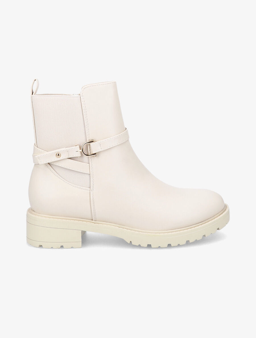Bottines élastiquées à boucle - Beige - 1