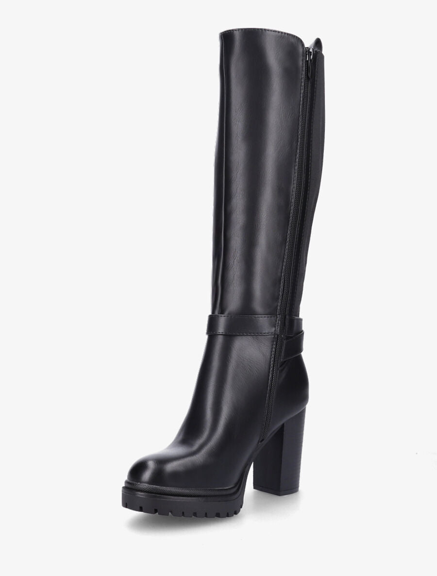 Bottes élastiquées à talon haut et plateforme - Noir - 3