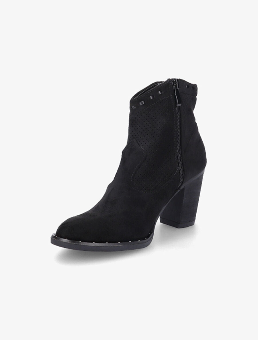 Bottines style santiag en suédine - Noir - 3