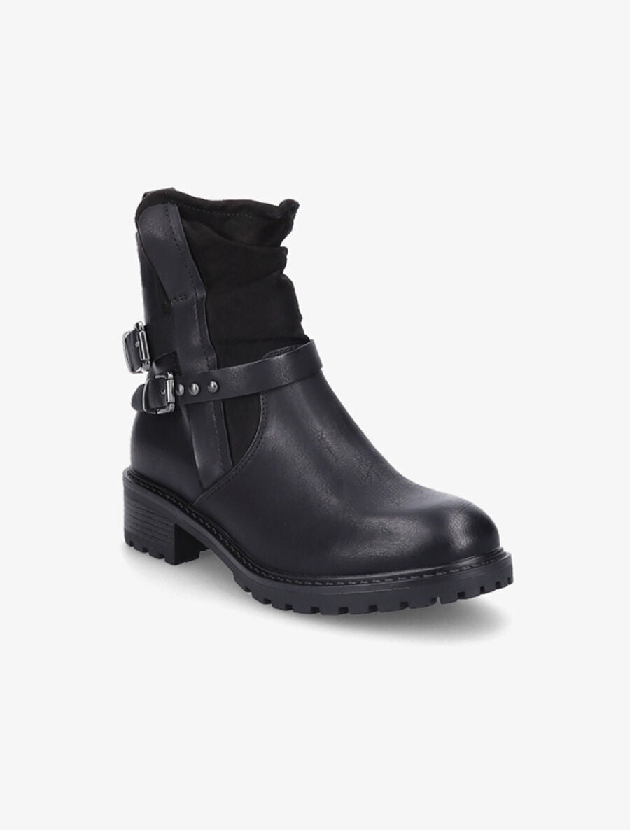 Bottines en simili et en suédine - Noir - 2