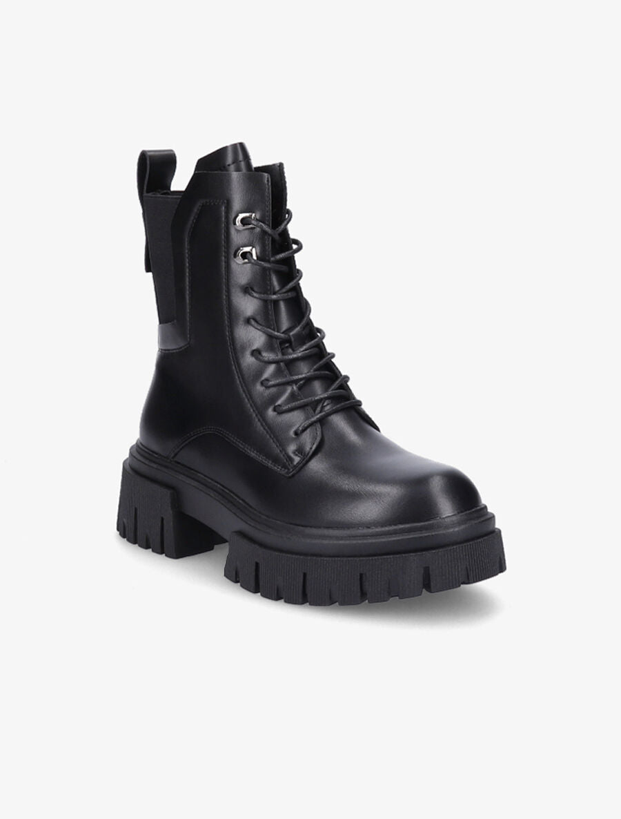 Bottines militaire élastiquées en simili - Noir - 2
