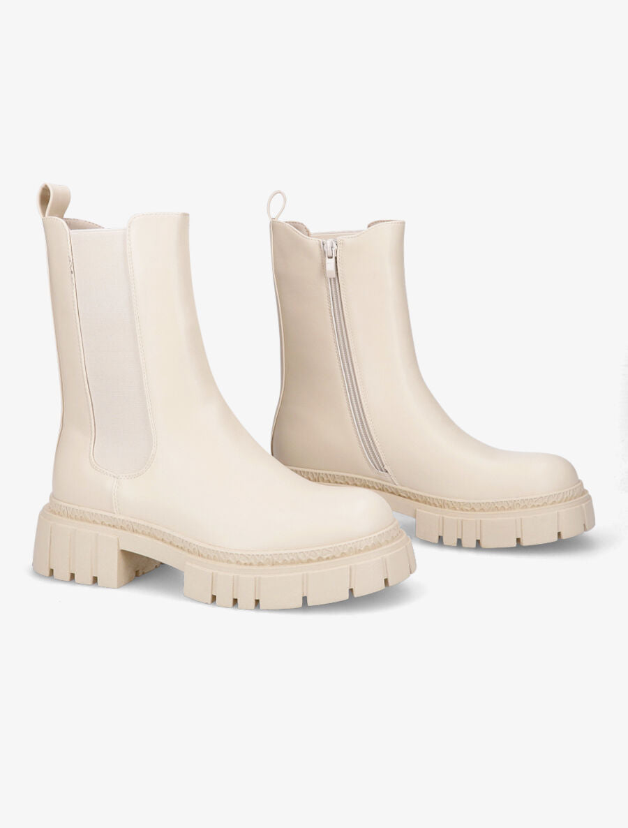 Boots montantes élastiquées - Beige - 4