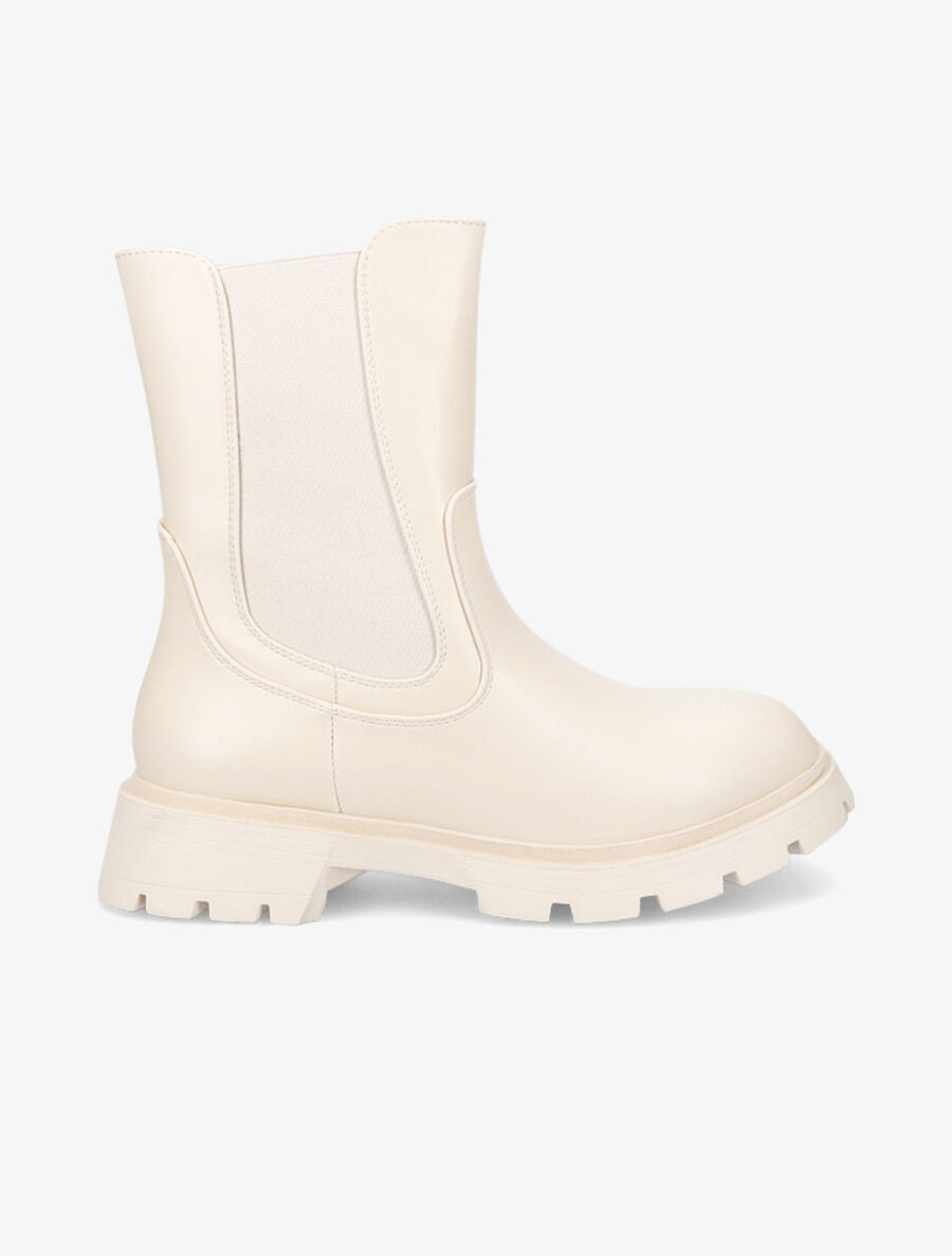 Boots élastiquées à semelles crantées - Beige - 1