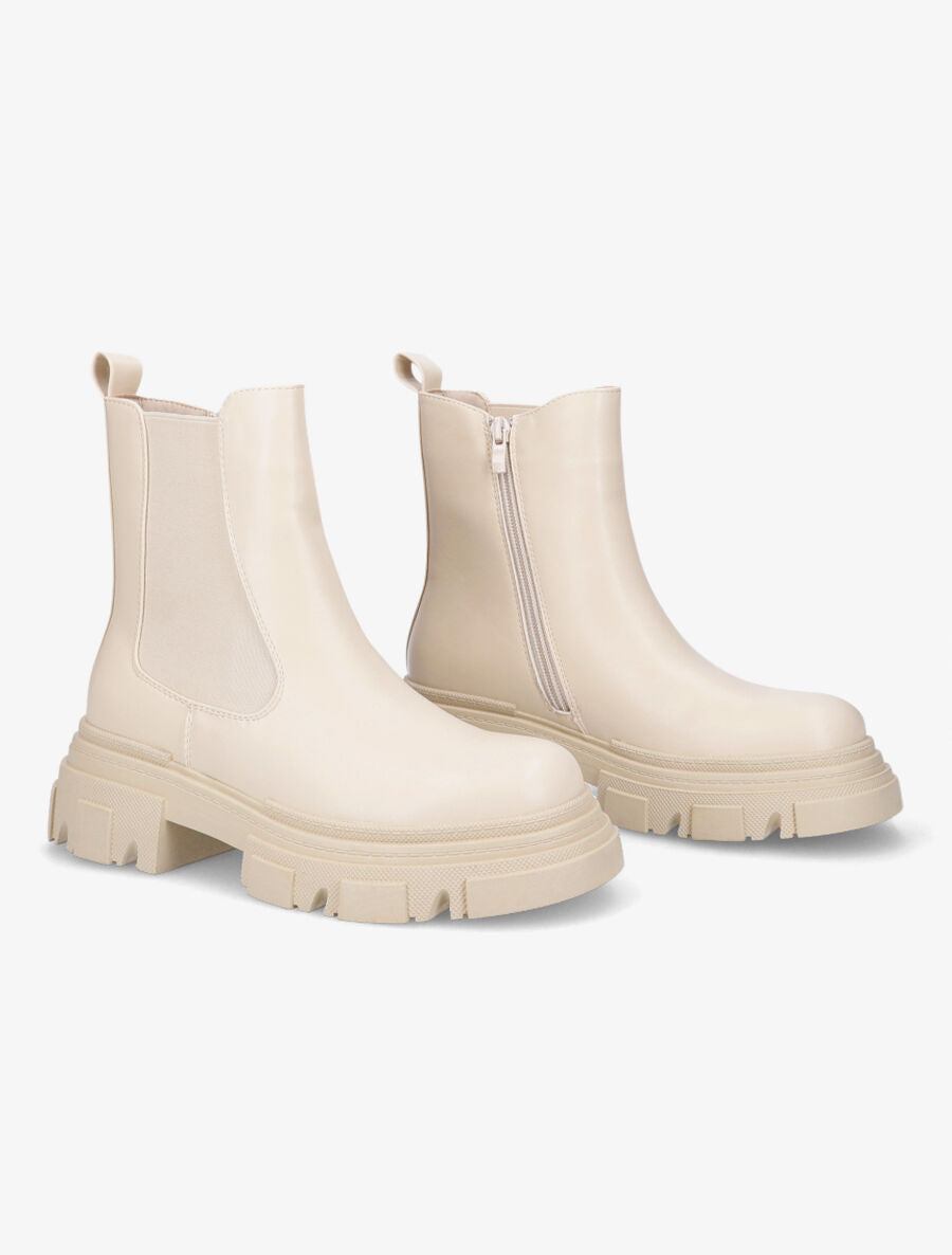 Boots à semelles crantées - Beige - 4