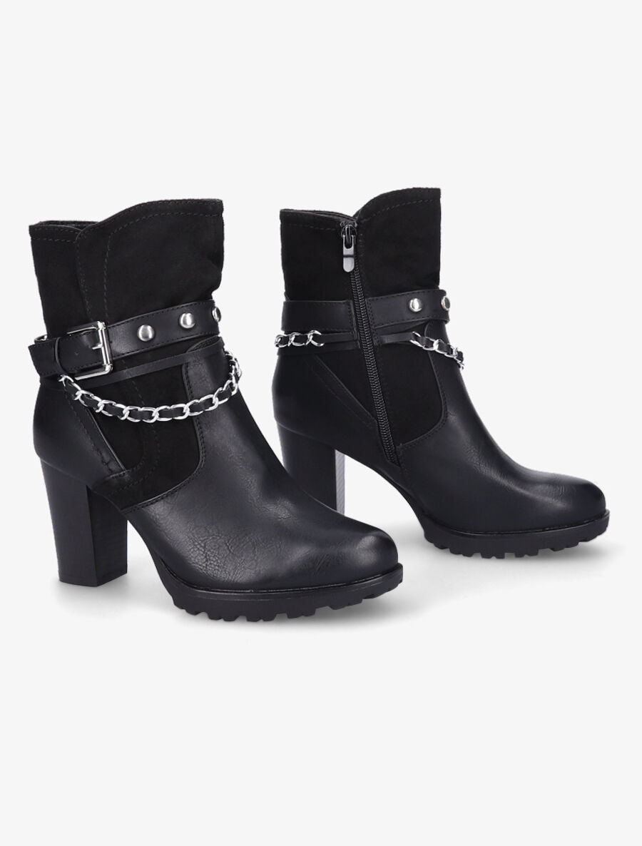 Bottines à chaîne et clous - Noir - 4