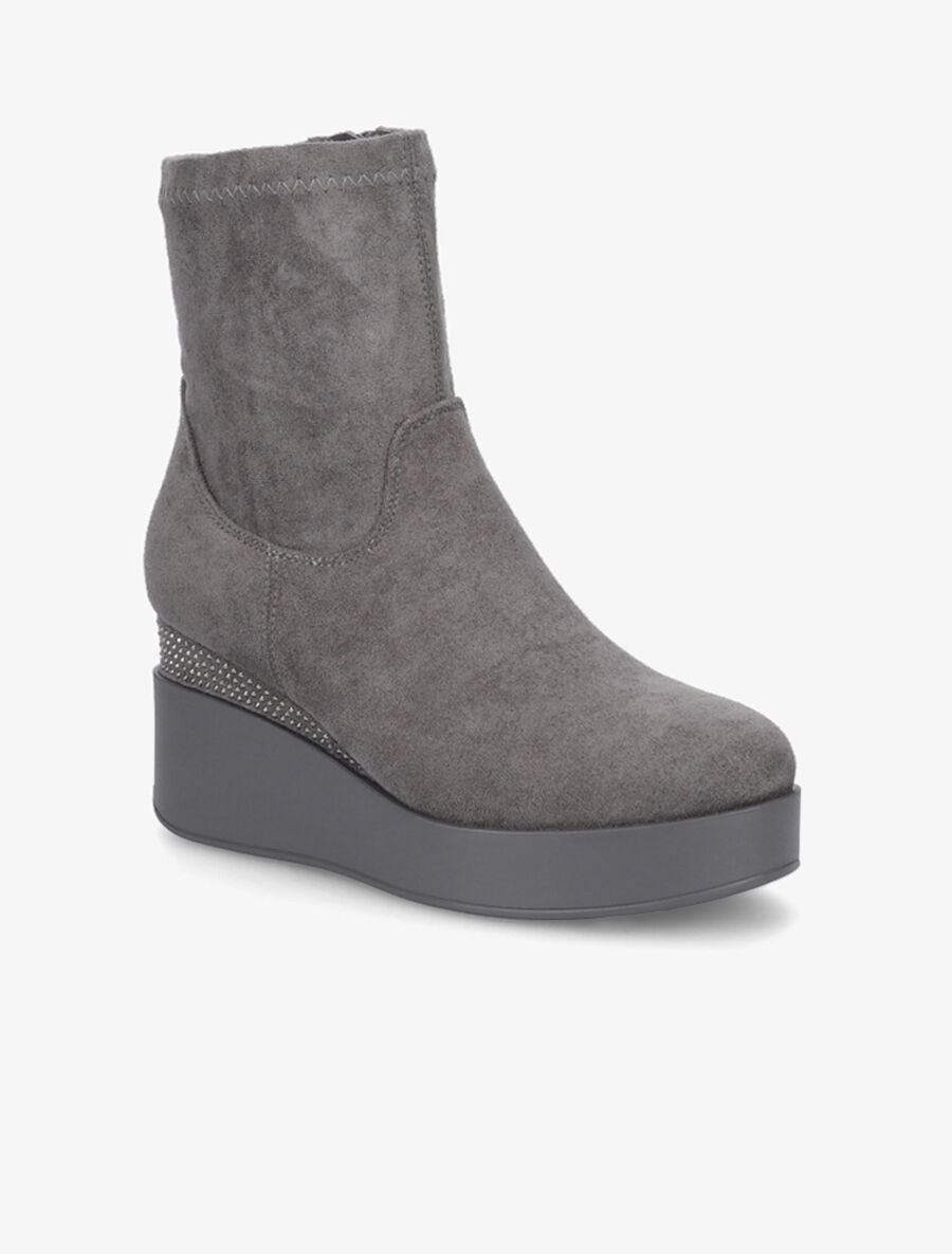 Bottines compensées à strass - Gris - 2
