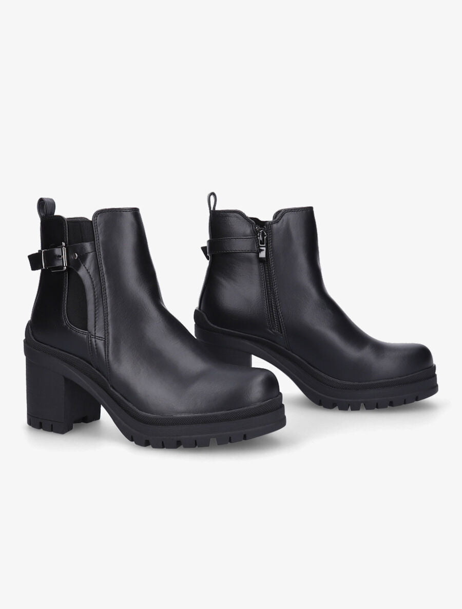 Bottines élastiquées à talon - Noir - 4